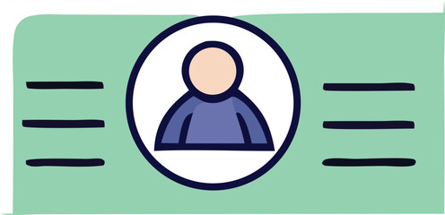 Simple stylized illustration of a person s profile picture within an oval frame on a green background with horizontal lines
