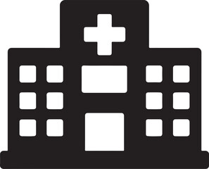 Obraz premium Hospital building silhouette vector design for healthcare, medical, clinic, emergency, and health themes.