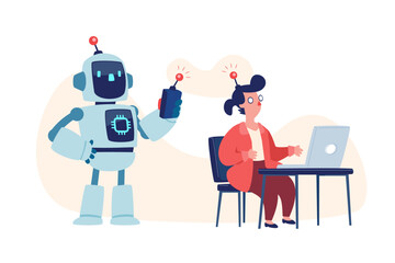 businessไนman with antenna controlled by AI robot