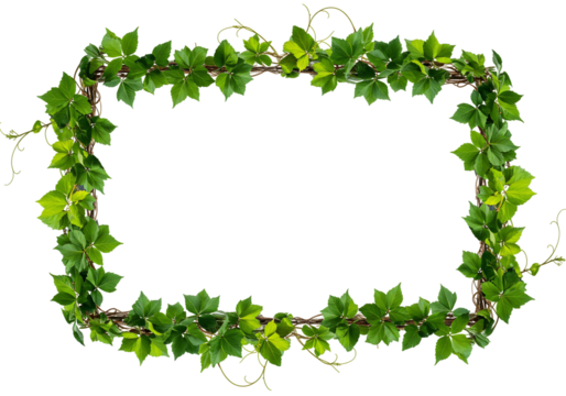 Green leaf vine frame nature border plant foliage background organic texture rectangular shape high contrast isolated image