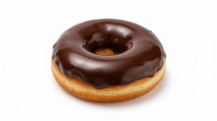 Donut with chocolate drizzle topping isolated on white background