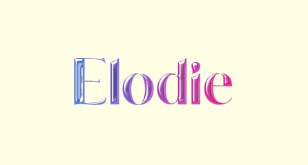 Elodie name. European Name illustration. Colorful gradient graphic vector typography with removable background. 3D Separate european name.