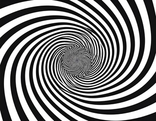 Abstract hypnotizing monochrome spiral with optical illusion effect vector image
