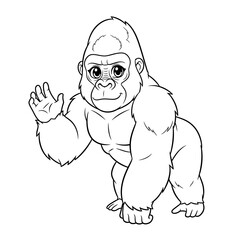 Obraz premium Charming Anime Style Gorilla Coloring Page for Children Adorable African Wildlife Fun