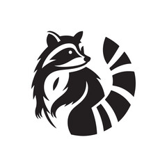 raccoon vector silhouette clip art logo design illustration. raccoon icons set collections.