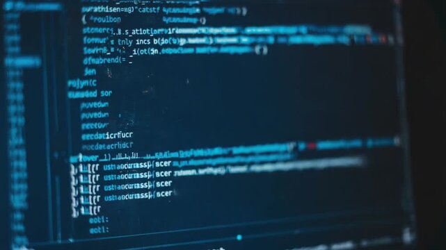 Typing code on the computer.