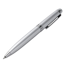 Silver ballpoint pen close up