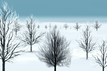 winter landscape with trees and snow