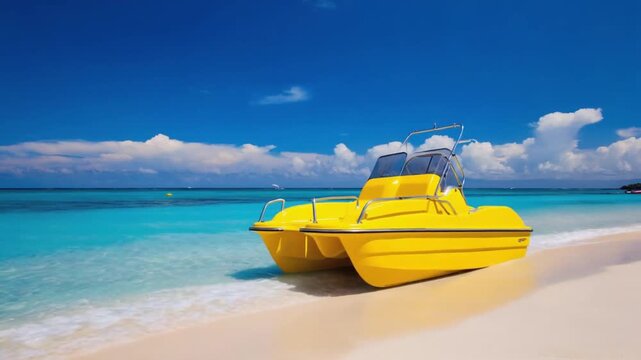 Pedal boat for families on the beach.