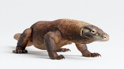 Komodo dragon on white