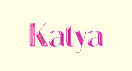 Katya name. European Name illustration. Colorful gradient graphic vector typography with removable background. 3D Separate european name.