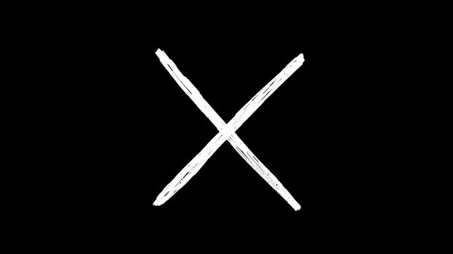 Cross Scribble Animation &ndash; Hand Drawn Doodle Sketch X Mark with Alpha Channel