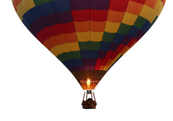 Fototapeta premium Hot air balloon night ascent multicolored fabric texture on transparent background