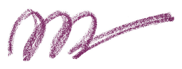 Purple colored pencil drawing isolated on transparent background
