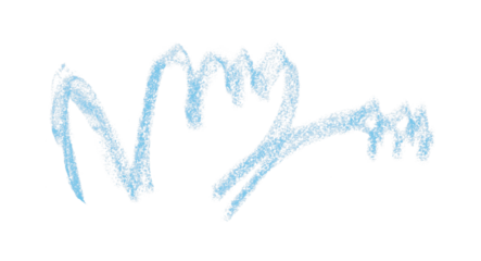 Light blue pencil hand writing strokes set on transparent background.