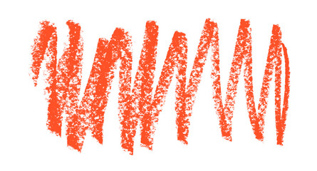 Red colored pencil drawing isolated on transparent background