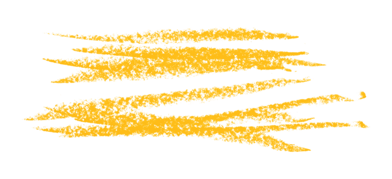 Yellow colored pencil drawing isolated on transparent background