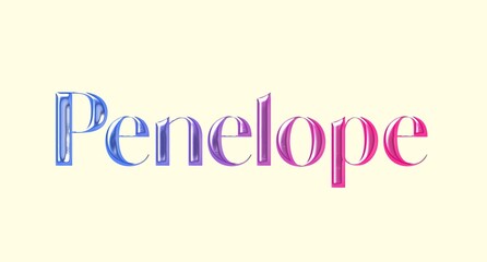 Penelope name. European Name illustration. Colorful gradient graphic vector typography with removable background. 3D Separate european name.