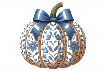 Stylish Pumpkin with Leopard Print Bow vector design. 