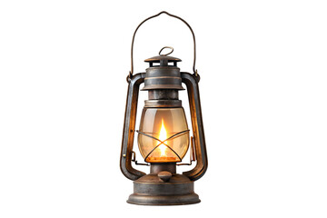 Vintage Kerosene Lantern Rustic Charm with Burning Flame