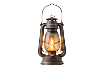 Vintage Kerosene Lantern Rustic Charm with Burning Flame