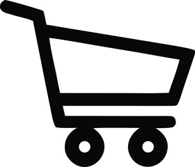 Simple black silhouette of a shopping cart icon representing commerce and online purchasing