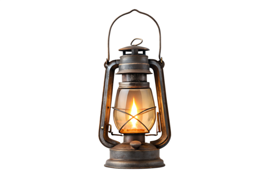 Vintage Kerosene Lantern Rustic Charm with Burning Flame