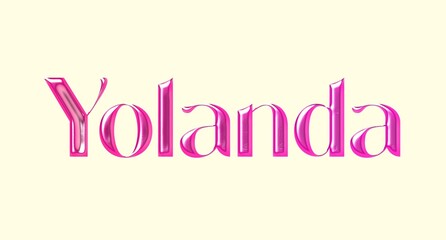 Yolanda name. European Name illustration. Colorful gradient graphic vector typography with removable background. 3D Separate european name.