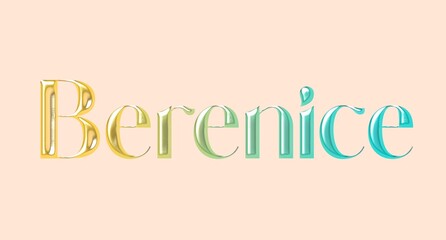 Berenice name. European Name illustration. Colorful gradient graphic vector typography with removable background. 3D Separate european name.
