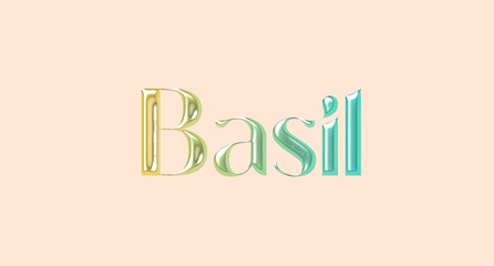 basil name. European Name illustration. Colorful gradient graphic vector typography with removable background. 3D Separate european name.