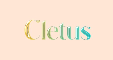 Cletus name. European Name illustration. Colorful gradient graphic vector typography with removable background. 3D Separate european name.