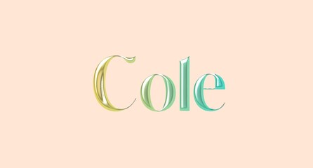 Cole name. European Name illustration. Colorful gradient graphic vector typography with removable background. 3D Separate european name.