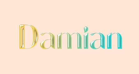 Damian name. European Name illustration. Colorful gradient graphic vector typography with removable background. 3D Separate european name.