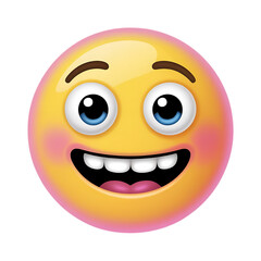 Fototapeta premium Smiling Emoji with Blue Eyes and Pink Cheeks on Black Background smiley face