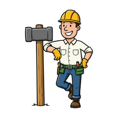 construction worker with hammer and nail