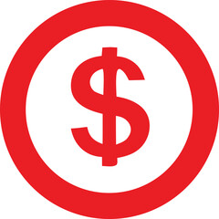 Obraz premium Bold red circle enclosing a prominent white circle with a bright red dollar sign symbol