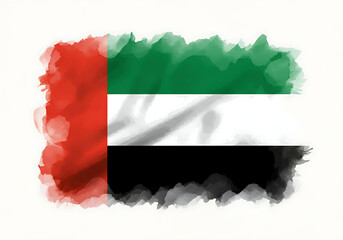 flag of United Arab Emirates UAE with watercolor. water color flag. watercolor painting. national flag painting