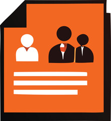 Illustration of a resume or profile document showcasing three diverse individuals with professional attire and placeholder text