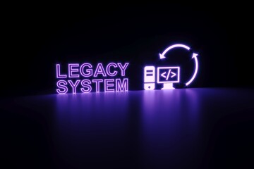 LEGACY SYSTEM neon concept self illumination background 3D illustration