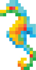 Icon of a Pixel Seahorse with a Curve Dance