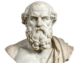  Classical Marble Philosopher Bust, Front View, Isolated PNG