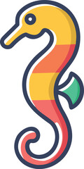 Icon of a Simple Seahorse with a Curve Outline