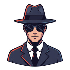 Mysterious detective in fedora and sunglasses, embodying intrigue and secrets