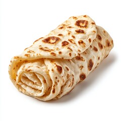 A close-up shot of a delicious tortilla wrap with golden-brown color
