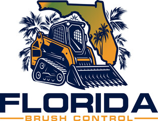 Florida skid steer heavy equipment illustration logo design
