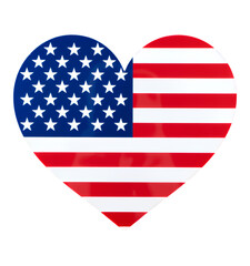 Fototapeta premium Heart-Shaped American Flag with Transparent Background, Glossy Patriotic Graphic for Digital Media