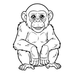Obraz premium Cute Anime African Chimpanzee Coloring Page for Kids Printable Primate Animal Fun Activity
