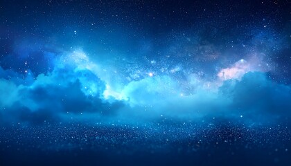 Naklejka premium A starry night sky with luminous clouds and sparkling dust.