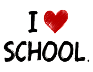 Red Heart with Transparent Background, Hand-Drawn School Illustration