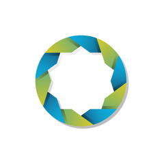 Abstract circular logo with blue and green gradient colors